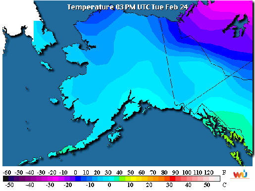 Alaskan temperature map