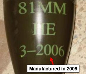 US mortar shell