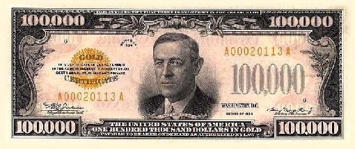 $100,000 Gold Certificate